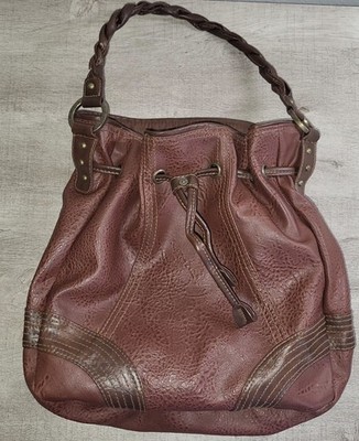 Vintage Levi's Red Script Logo Brown Faux Leather Cinch Bag Handbag Purse