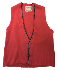 Vintage McGregor Sweater Vest L Red 60s 70s Ivy Style Grandpa Core Knit USA
