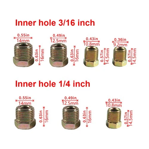 35pcs Brake Line Fitting Nuts Kit For 3/16" 1/4" Inverted Flares Brake Line Tube