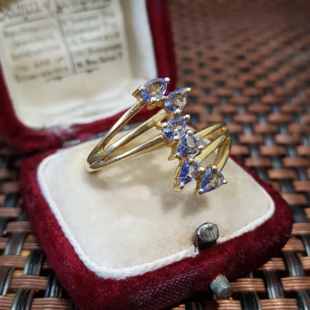 Gold Plated Sterling Silver Ring Tanzanite Pear Cluster UK Size U / US 10 /EU 62 View 4