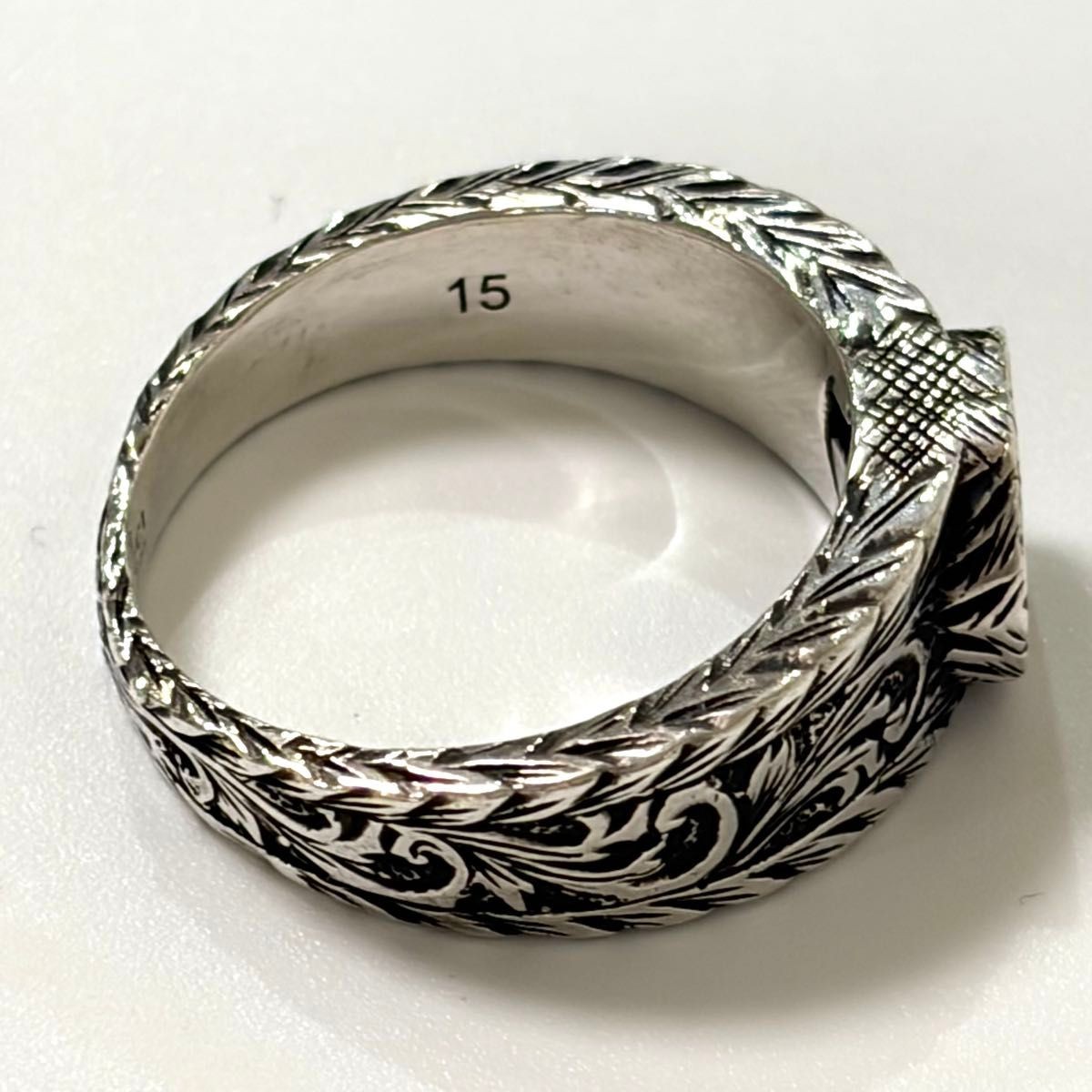 Gucci Interlocking G Arabesque Silver Ring Size 1… - image 5