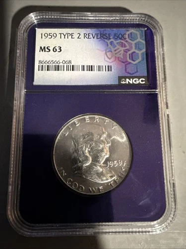 1959 Franklin Half Dollar 50c Reverse MS63 Type 2 NGC