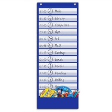 Daily Schedule Pocket Chart School Schedule Pocket Chart with 18 Blank Double...