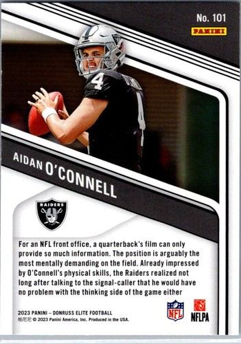 2023 Donruss Elite #101 Aidan O'Connell Green Disco RC - Picture 2 of 2
