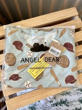 New In Bag Angel Dear 10-12Y Bamboo Short Sleeve Lounge Wear Set Baseball