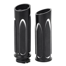 1" Black Handlebar Hand Grips For Harley Dyna Fat Boy Softail Electra Road Glide