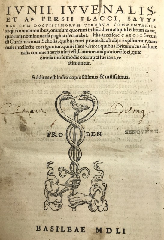 Juvénal et Perse, Satyrae, 1551, in-folio