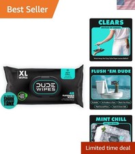 DUDE Mint Chill Flushable Wipes - 48 Count - Soothing  Eco-Friendly Cleansing
