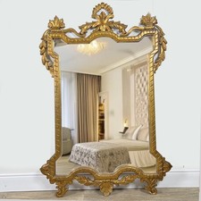 Antico specchio con cornice in legno dorata stile Luigi XVI grande specchiera