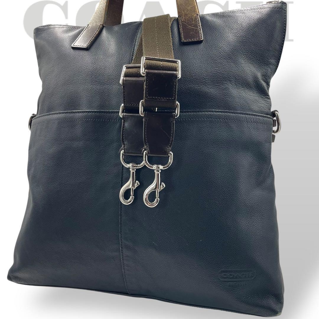 Coach Thompson Navy Leather Two-Way Shoulder Bag Pre-Owned