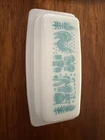 New ListingVintage PYREX  Amish Butterprint Turquoise Butter Dish White Milk Glass 🔥Mint