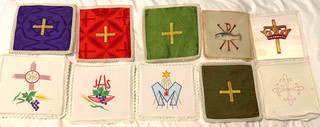 LOT OF 10 VINTAGE CATHOLIC CHURCH ALTAR PALLS