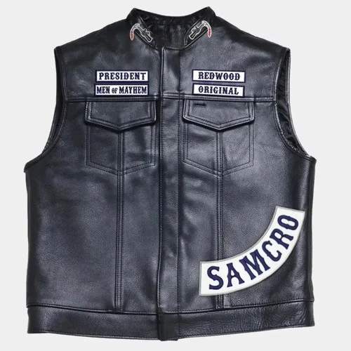 Sons of Anarchy SOA Vest, Jax Teller Redwood Real Leather Vest - product listing photo