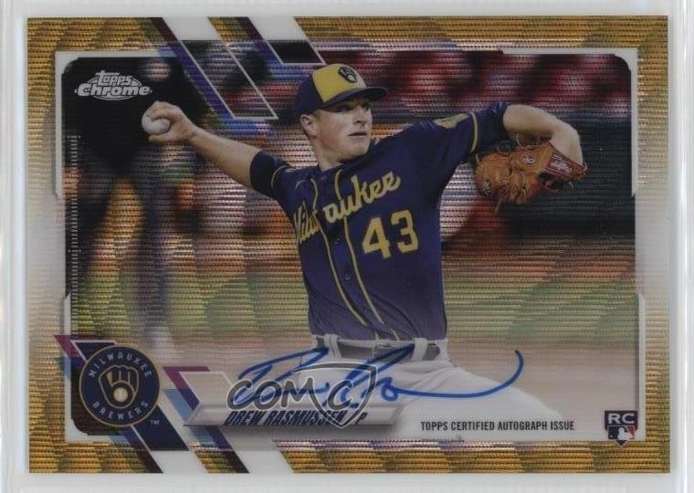 2021 Topps Chrome Rookie Gold Wave Refractor 7/50 Drew Rasmussen Auto 0zb7