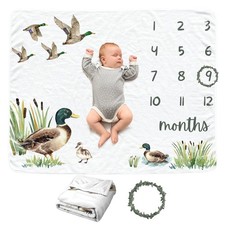 Mallard Duck Baby Monthly Blanket for Boy Girls, Newborn Month Blanket, Sof...