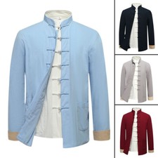 Men Traditional Chinese Tang Suit Coat Jacket Bruce Lee Kung Fu Tai Chi Uniform