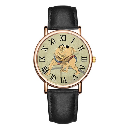Watch Fashion Brown Quartz Watch Japanese Sumo Casual Men's and Women's Watches - Picture 15 of 17