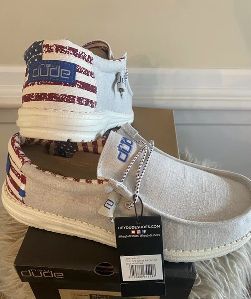 Hey Dude Off White Patriotic Us Flag Shoes Men S Size 10 Wmba Org