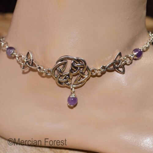 Celtic Knot and Triquetra Anklet - Pagan Ankle Chain, Witch, Wicca, Pagan Anklet - Afbeelding 1 van 2