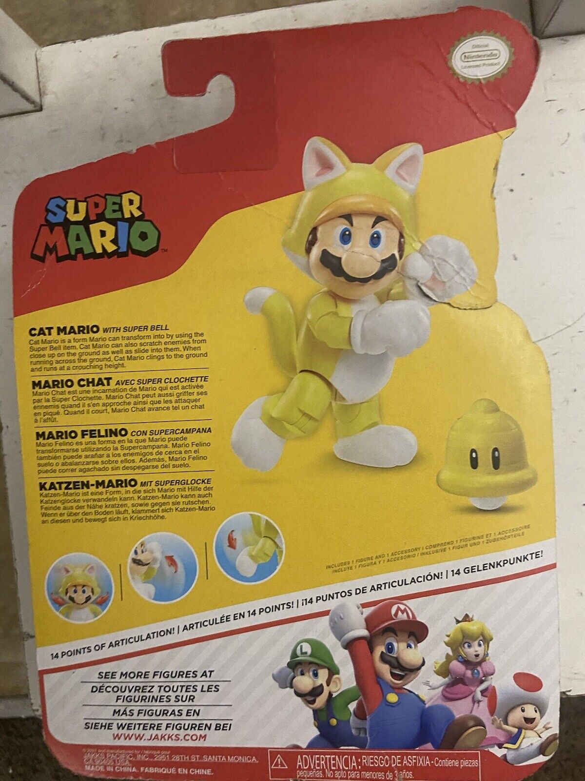 Nintendo Cat Mario with Bell 4in Figure