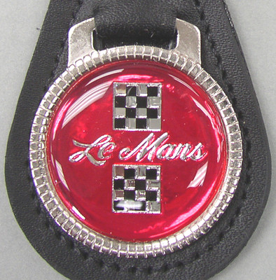 Chiaking5296〜プロフ確認を！ Red Pontiac Le Mans #3239 Leather Key Ring Checkered Flags 1976