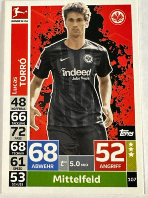 Topps Match Attax 2018/19 Bundesliga Eintracht Frankfurt 107 Lucas Torro