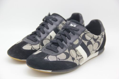 Coach Sneakers Women's 9.5 M Black Gray Joss Monogram Lace Up Lightweight Logo