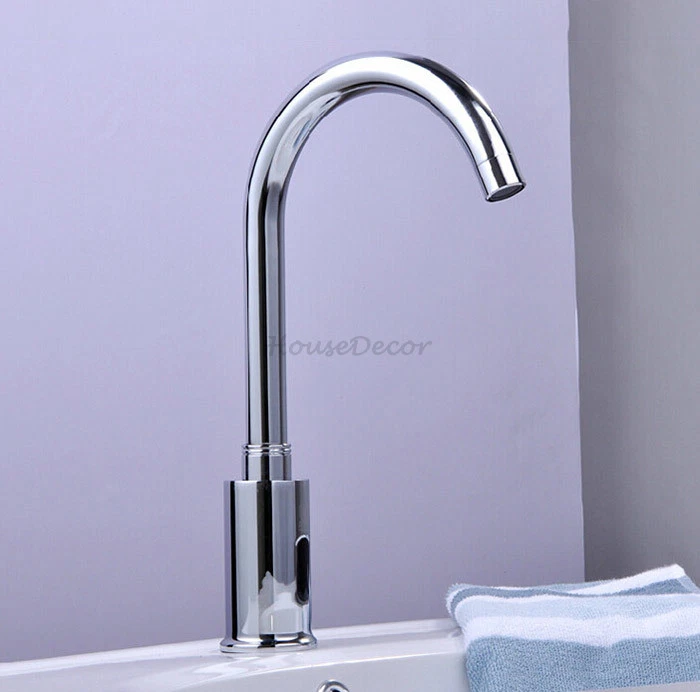 Hand Free Automatic Bathroom Basin Tap Single Hole Public Sink Sensor Faucet NEW