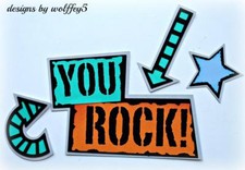 CRAFTECAFE ROCK KID TITLE premade paper piecing scrapbook diecut piece WOLFFEY5