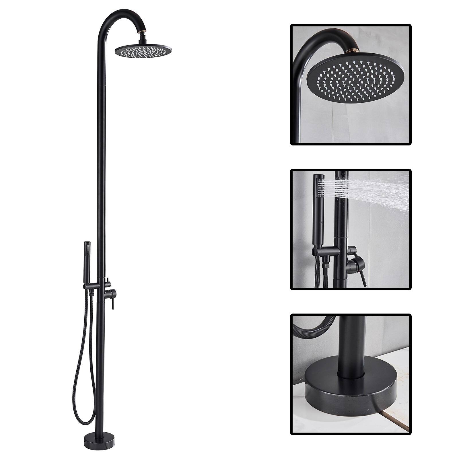 WELS Outdoor Shower Stainless Steel Faucet Set 10"Round Swimming Pool
