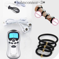 New E-Stim Penis Shock Rings Insert Plug Host Pulse Power Therapy Cable Enlarge