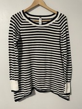 Ivivva Black White Striped Long Sleeve Sweater Kids 14 Thumbholes 100% Cotton