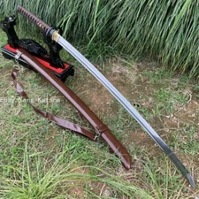 Japanese Samurai Katana Battle Sword Sharp Damascus Folded Steel Blade Full Tang