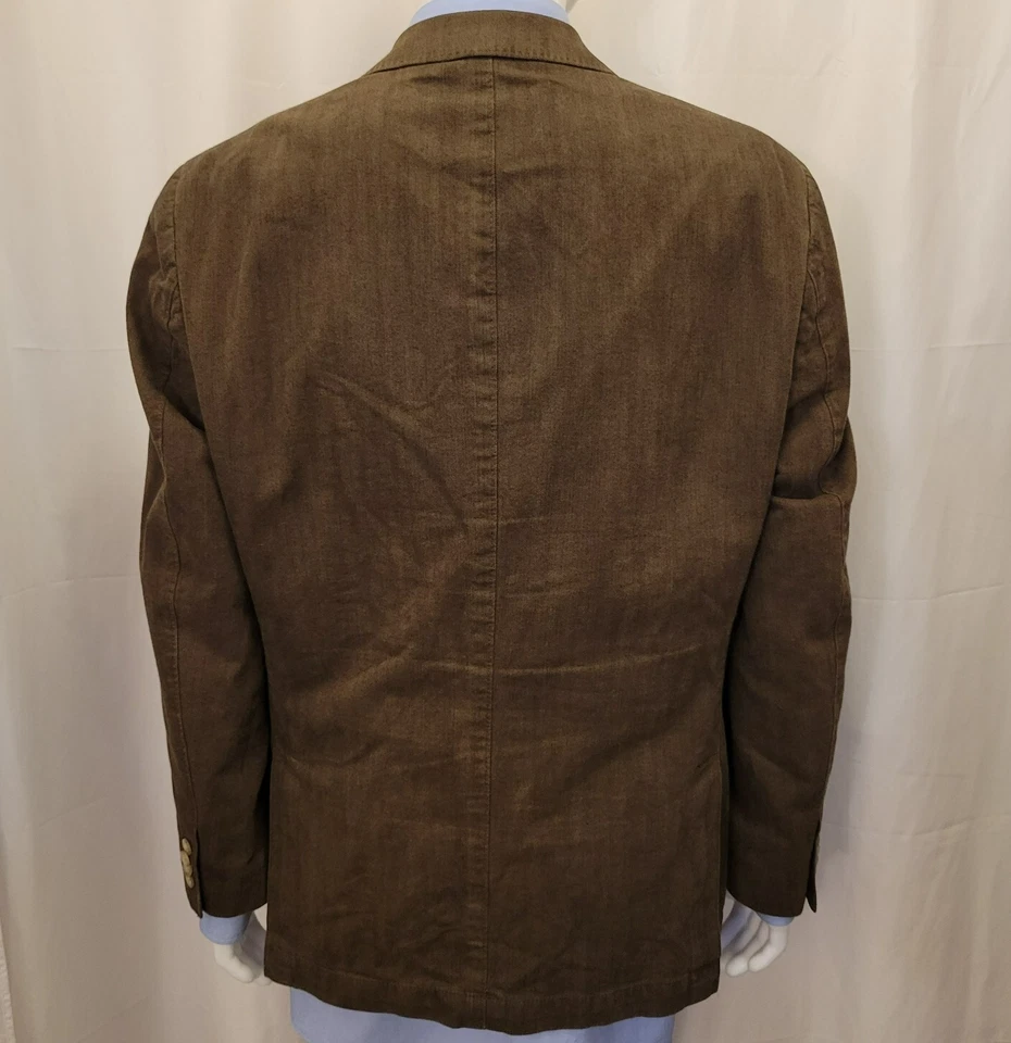 Jaqueta Kroon masculina 44R marrom 97 algodão sarja macia sob medida casaco esportivo ventilação dupla - Imagem 4 de 4