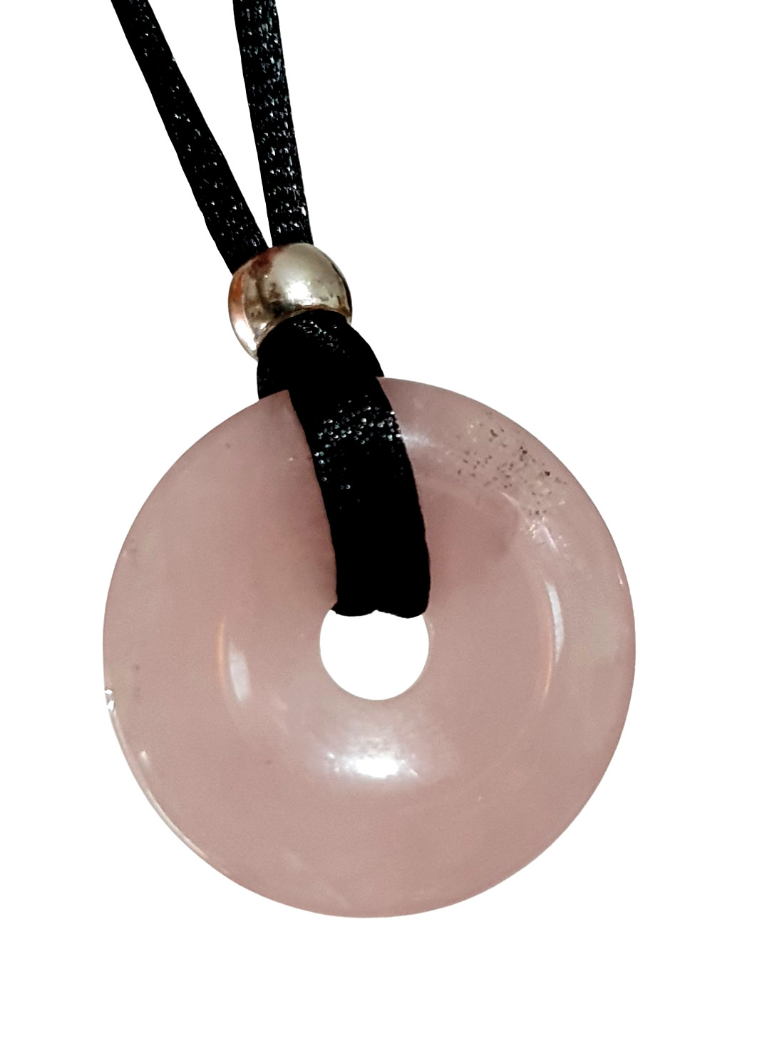 Rose Quartz Necklace 30mm Donut Gemstone Protection Seer Stone Pendant Cord