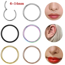 1 Pc 16g/18g/20g Stainless Steel Nose Ring Hoop Earrings Lip Piercing Jewelry