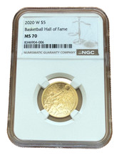 US 2020 W Gold $5 5 Dollars NGC MS70 Basketball Hall of Fame