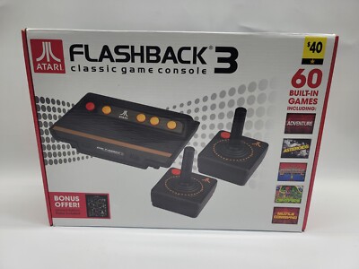 Atari Flashback 3 Classic Game Console With 60 Built In Games & Bonus Poster New