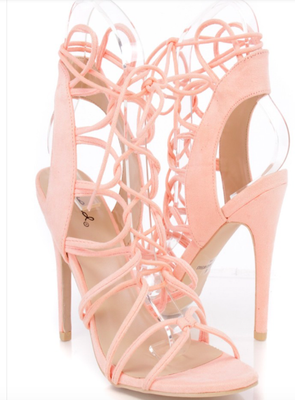 peach suede heels