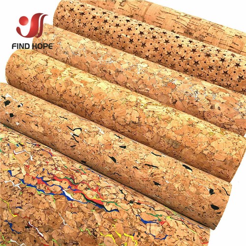 Printed Natural Cork Wood Leather Fabric Sheets Sewing Bag Material Craft Strips - Picture 5 of 13