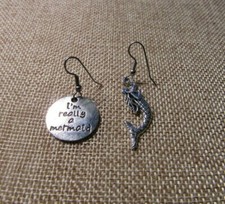 Pierced Earrings I'm Really a Mermaid Silver-tone Fish Hook
