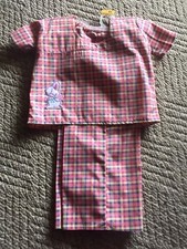 Girls Hand Made Plaid Easter Outfit With Bunny Applique Size 3-4