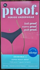 Proof Women's Overnight Absorbency, High Rise Period Underwear Black Size XL New