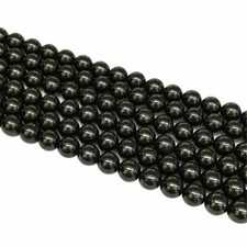 Natural Black Jet Smooth Round Beads 6mm 8mm 10mm 12mm 15.5" Strand