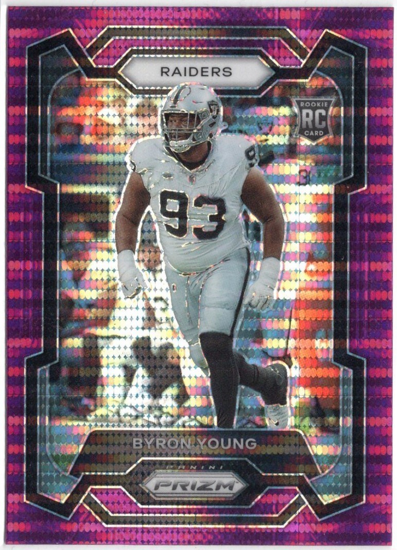 2023 Panini Prizm Purple Pulsar Prizm Byron Young Parallel Card RC #355 Raiders