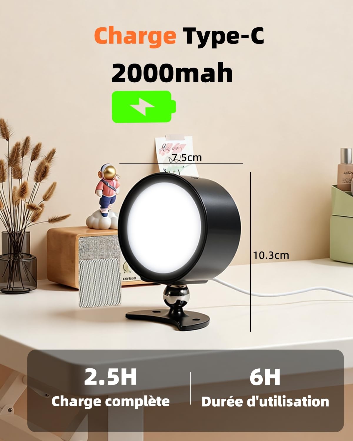 Lampe murale rechargeable LED applique murale intérieure double face bois - 4