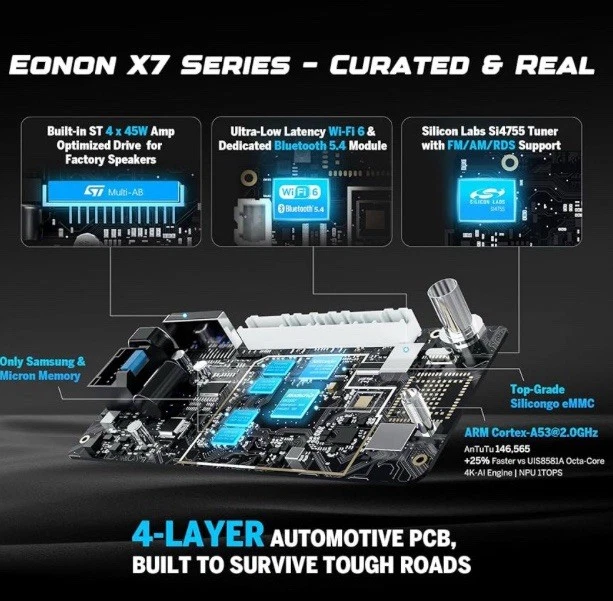 Radio estéreo para automóvil Eonon 7" UX7 2DIN inalámbrica CarPlay y Android 14 navegación automática WiFi Foto 2 de 4