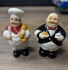 Chef and Waiter Salt  Pepper Shakers, Multicolor, Novelty