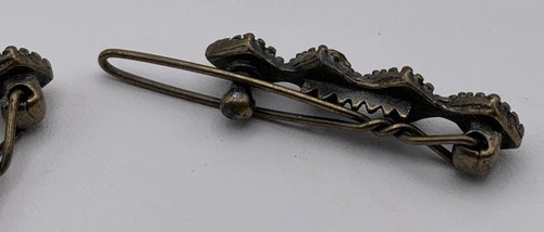 Coppia di barrette per capelli vintage in metallo strass lunghe 1 1/8" - Foto 5 di 12