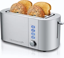 ECT4123X Long Slot 4 Slice Toaster, Extra Wide 1.5" and 5.1" Deep Slots, Bagel, 